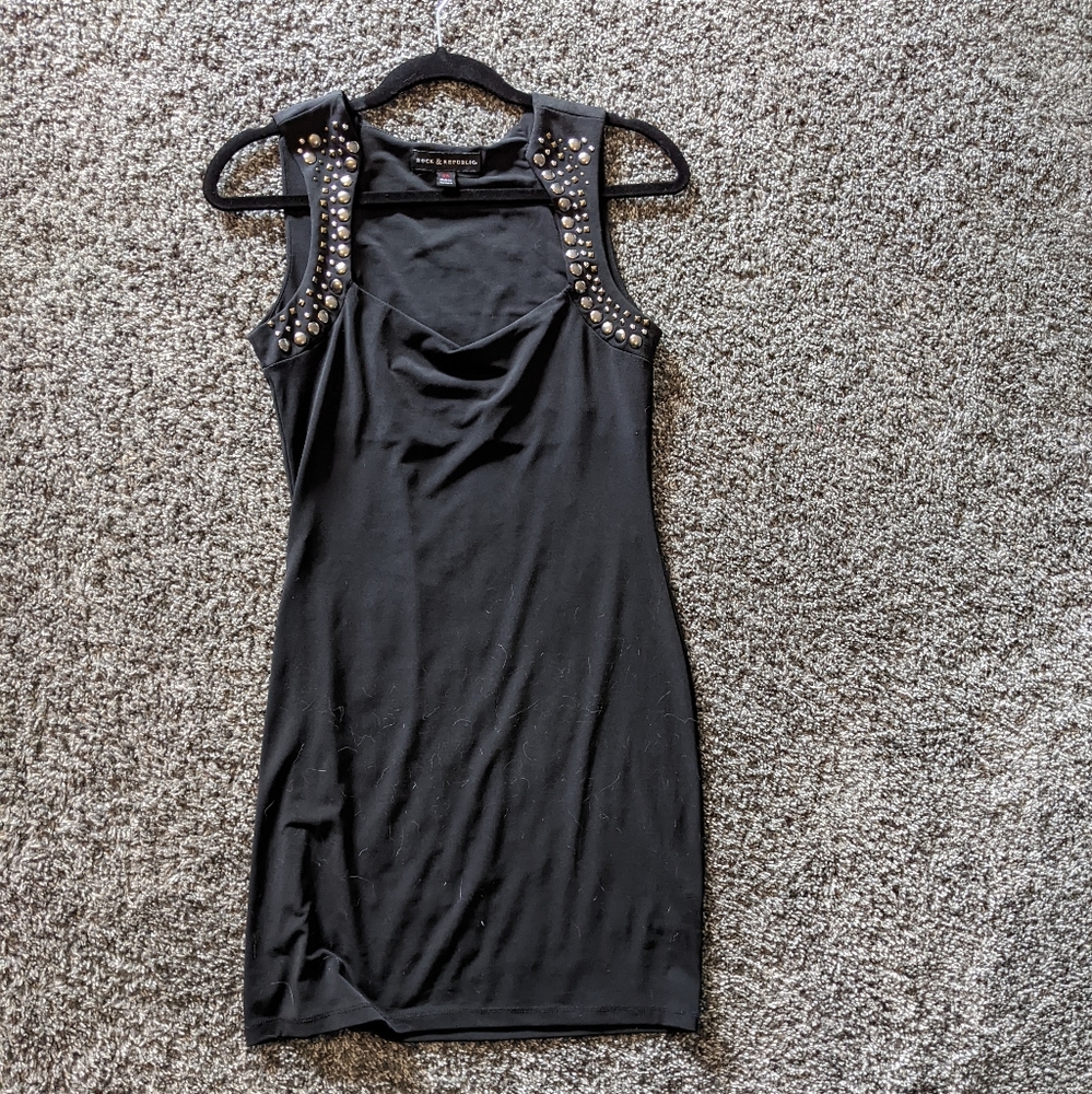 XS Rock & Republic black mini dress with metal studs (3 for $20)